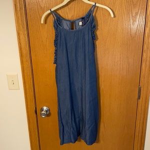 A high-neck, chambray dress from Francesca’s